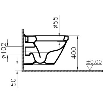 Унитаз подвесной 5318B003-6039 VITRA S50 схема 8