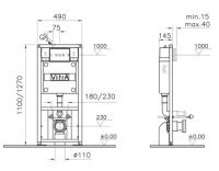 Комплект инсталляция и унитаз 9830B003-7207 Sento L-Box set VITRA схема 10