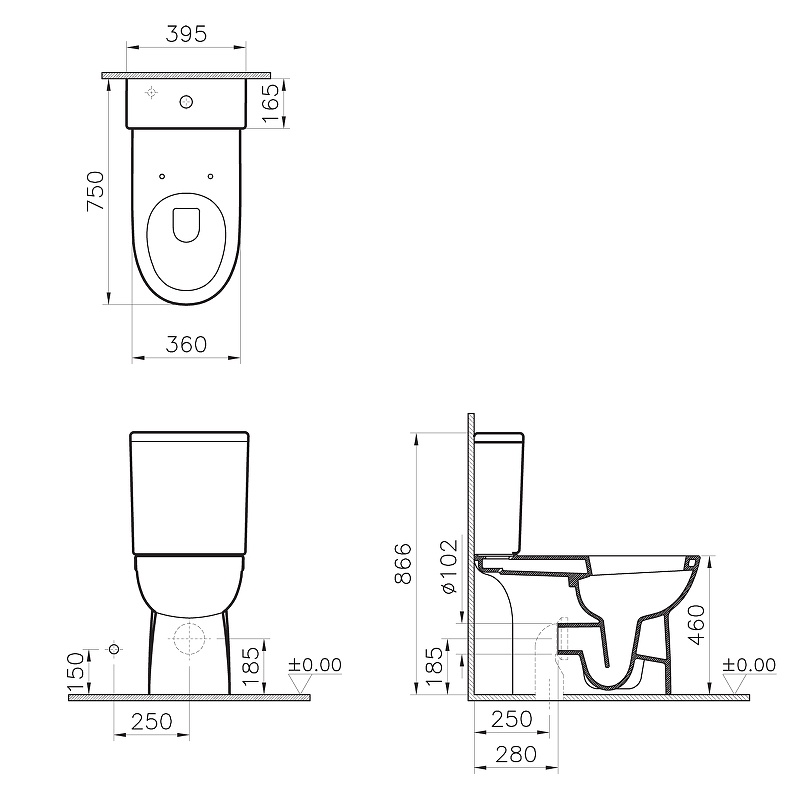 Высокий унитаз для инвалидов Vitra Conforma 9832B003-7204 ФОТО