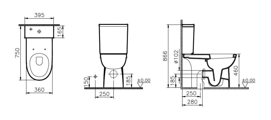 Унитаз для инвалидов Vitra Conforma 5816B003-0087 схема 2