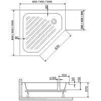 Акриловый поддон для душа RGW Acrylic BT/CL-S-A 80x80 16180588-51-A схема 3