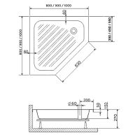 Акриловый поддон для душа RGW Acrylic BT/CL-S 80x80 16180588-51 схема 3