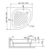 Акриловый поддон для душа RGW Acrylic BP/CL-S 80x80 16180488-51 схема 3