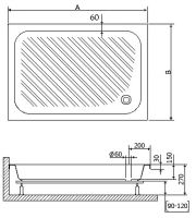 Акриловый поддон для душа RGW Acrylic B/CL-S 100x90 16180290-51 схема 5