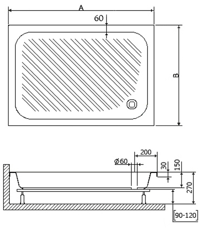 Акриловый поддон для душа RGW Acrylic B/CL-S 100x90 16180290-51 схема 5