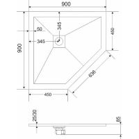 Душевой поддон из искусственного камня RGW STT-0099G 90х90 16155099-02 схема 2