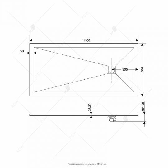 Душевой поддон из искусственного камня RGW Stone Tray ST 110x80 16152811 ФОТО