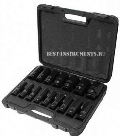 4167-5MPB Набор головок ударных глубоких 1/2", 6-гр., Forsage 16 предметов, в кейсе
