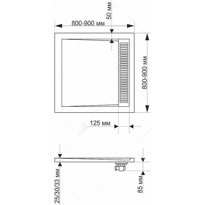 Душевой поддон из искусственного камня RGW Stone Tray STM-W 80х80 14202088-01 схема 3