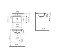 Врезная раковина VITRA S20 43х30 см 5474B003-0618 схема 4