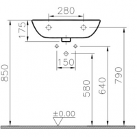 Раковина шириной 55 см VITRA S20 5502B003-0001 схема 9