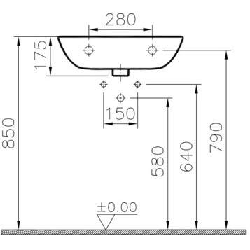 Раковина шириной 55 см VITRA S20 5502B003-0001 схема 9