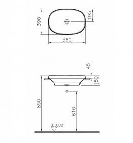 Раковина встраиваемая сверху VITRA Frame 56х39 см  5652B403-0016 ФОТО