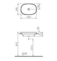 Раковина встраиваемая сверху VITRA Frame 56х39 см  5652B403-0016 схема 2