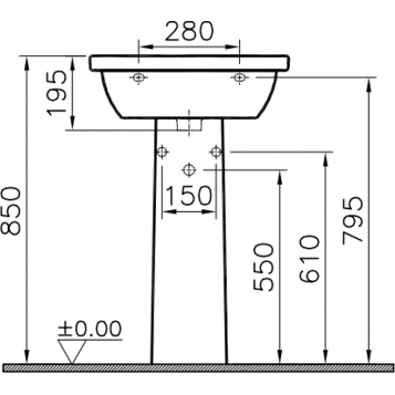 Раковина подвесная 55 см VITRA Form300 5241B003-6500 схема 4