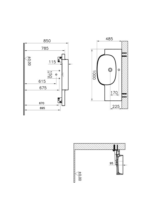 Раковина накладная VITRA Voyage 100х48 см 7220B403-0041 схема 2