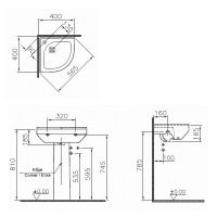 Угловая раковина 40 см VITRA S50 5306B003-0999 схема 4