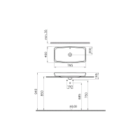 Накладная раковина 80 см VITRA Metropole 5669B003-0012 схема 4