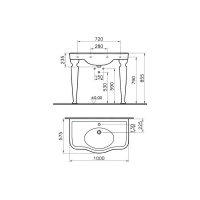 Раковина подвесная 100 см VITRA Efes 6209B003-0001 схема 4