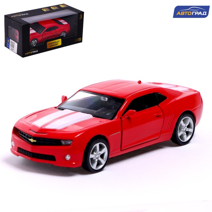 Машина металлическая CHEVROLET CAMARO, 1:32, открываются двери, инерция, цвет красный