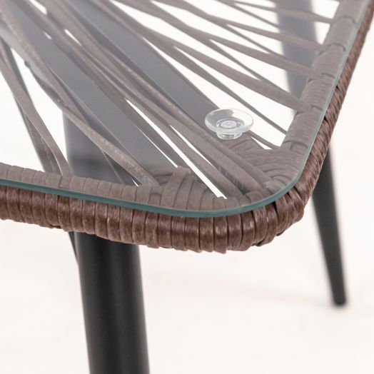 Стол обеденный NUAR прямоугольный со стеклом (Экоротанг эрба стейпл коричневый)