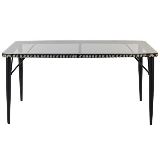 Стол обеденный TINTO со стеклом (Экоротанг эрба плессе графит)