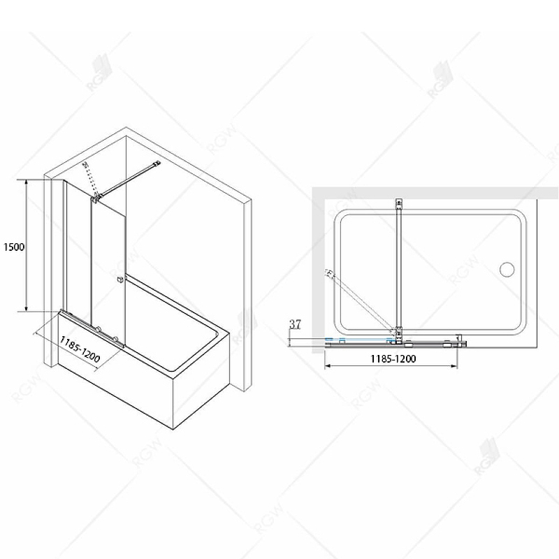 Шторка на ванну RGW Screens SC-46 120x150 06114612-11 схема 3