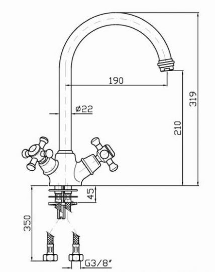 Кухонный смеситель Zucchetti DELFI Z46217 с поворотным изливом схема 1