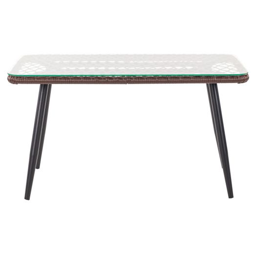 Стол кофейный AURA со стеклом (Экоротанг эрба стейпл коричневый)