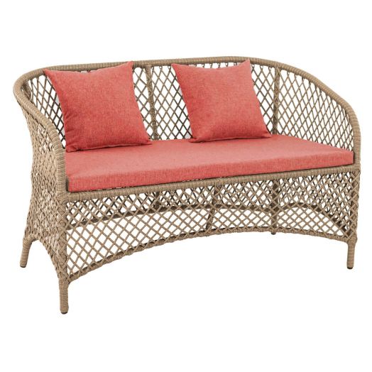 Диван AURA 2-местный с комплектом подушек (Экоротанг эрба стейпл графит)