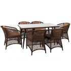 Комплект AURA 6+1 (Кресло 6 шт, стол 90х150) (экоротанг)