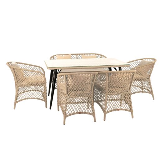 Комплект AURA 4+1+1 (Кресло 4 шт, диван 2-местный, стол 90х150, экоротанг)