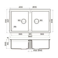 Мойка кухонная Omoikiri Kitagawa 86-2 схема 3