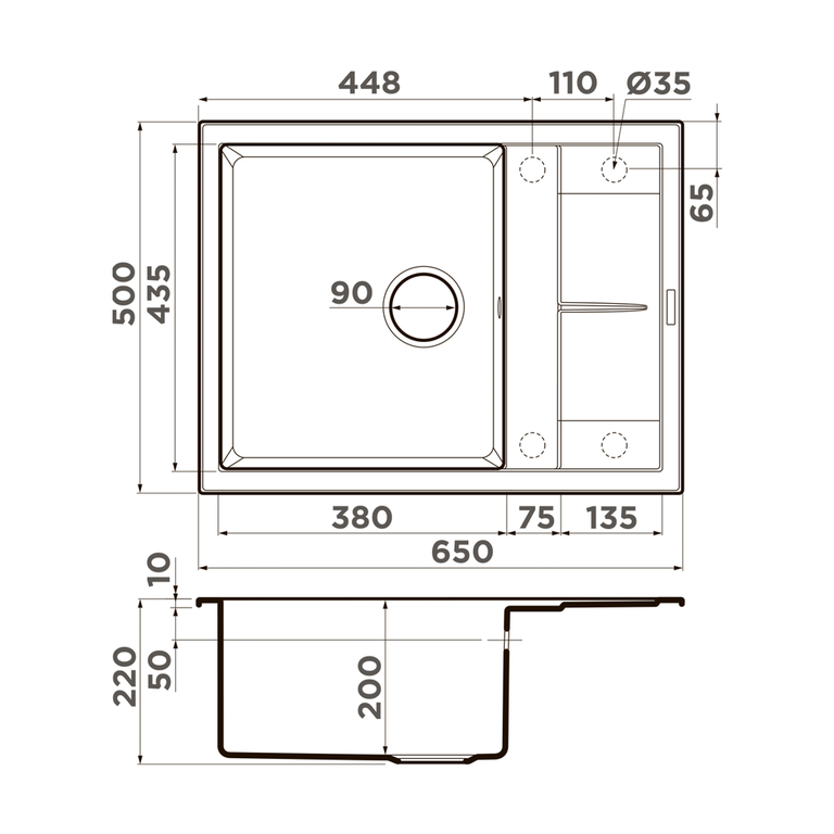 Мойка кухонная Omoikiri Sumi 65A 499709 схема 2