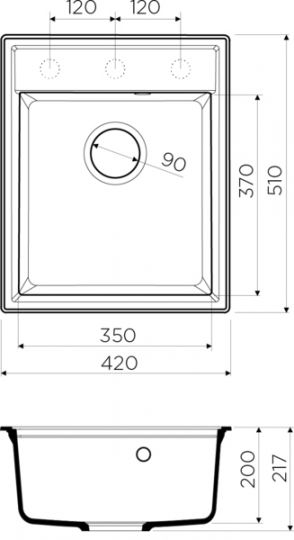 Кухонная мойка Omoikiri Daisen 42-DC 4993605 темный шоколад схема 2