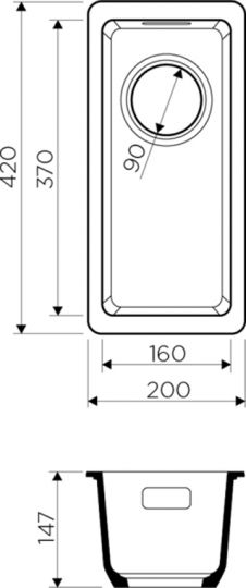 Кухонная мойка Omoikiri Kata 20-U-SA 4993419 бежевая схема 2