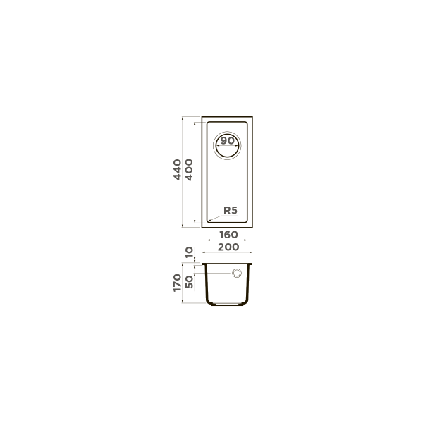 Кухонная мойка Omoikiri Bosen 20-U-DC 4993226 темный шоколад схема 2