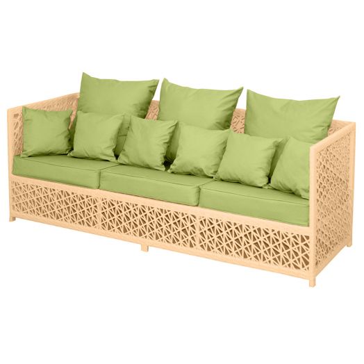 Диван VEIL 3-местный с комплектом подушек (Полумесяц 7-10 мм, Айвори)