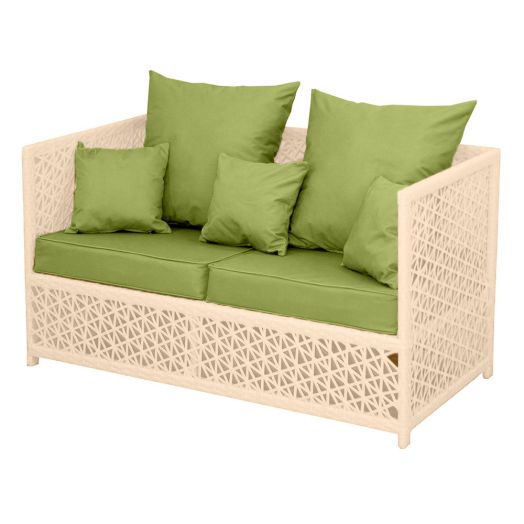 Диван VEIL 2-местный с комплектом подушек (Полумесяц 7-10 мм, Молочный)