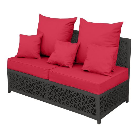 Диван VEIL 2-местный с комплектом подушек прямой (Полумесяц 7-10 мм, Чёрный)