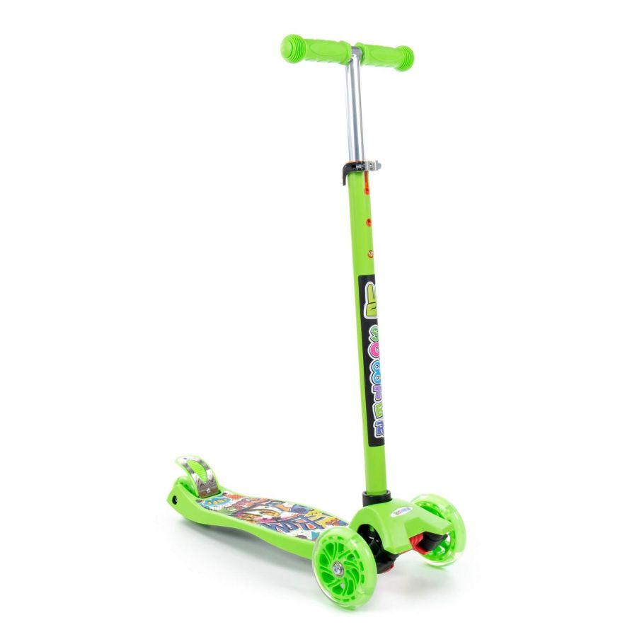 # 0072 Детский самокат (с наклейкой V2) (зелёный) (в коробке)