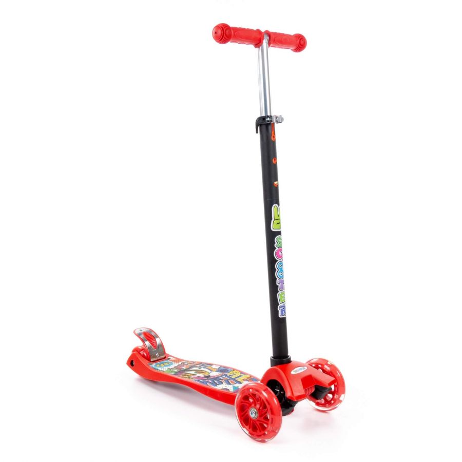 # 0072 Детский самокат (с наклейкой V2) (красно-чёрный) (в коробке)