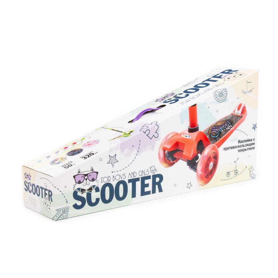# 0072 Детский самокат (с наклейкой V2) (фиолетовый) (в коробке)