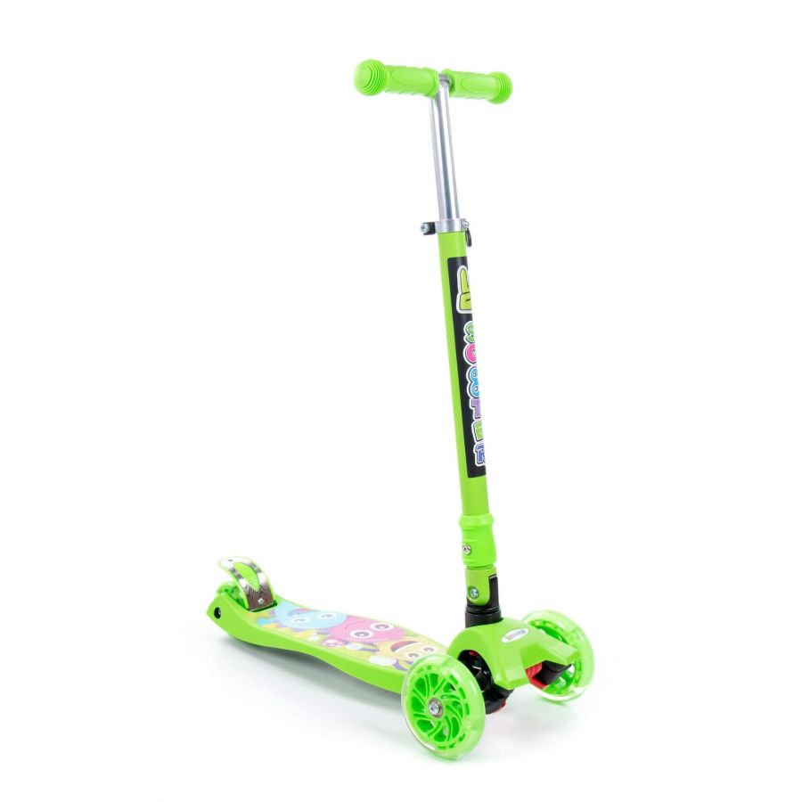 # 0072C Детский самокат (со складной ручкой) (с наклейкой V1) (зелёный) (в коробке)