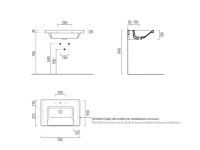 Раковина GSI Norm 86871 подвесная или встраиваемая 75x50 схема 1