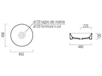 Накладная круглая раковина GSI Kube X 9427 45х45 схема 14