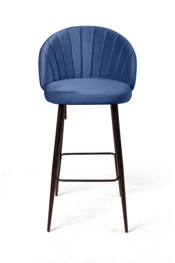 Стул барный Mont Blanc, бархат синий 29 / черный конус
