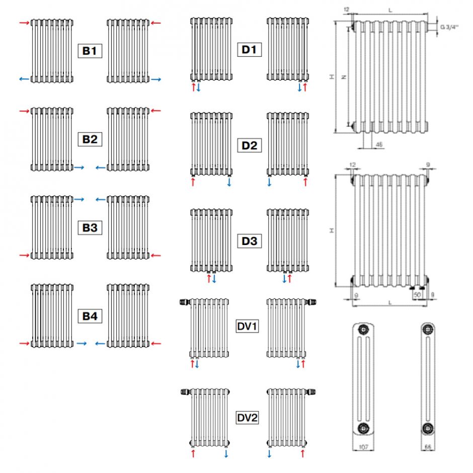 Стальной трубчатый радиатор Rifar TUBOG 2180 7 секций подключение боковое RAL 9010  TUB 2180-07-RAL 9010 K7 ФОТО