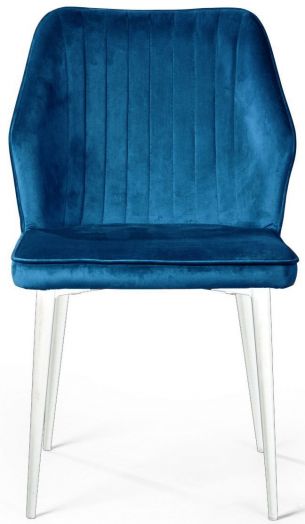 Стул Berg, бархат  синий 29 / белый конус