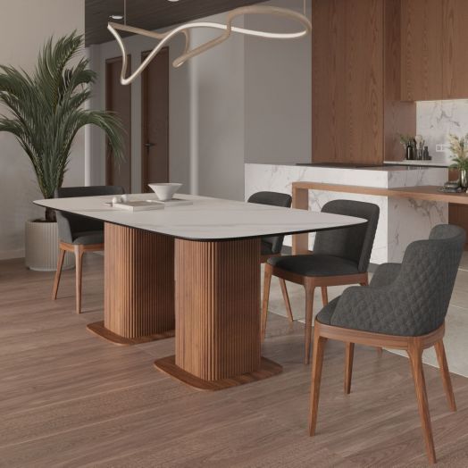 Стол прямоугольныи Denver 270, керамика матовая, две опоры дерево